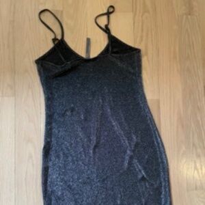 Anthropologie mini dress gray metallic